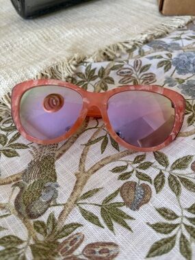 Pink Marbled Frame Sunglasses with Purple Mirror Lenses